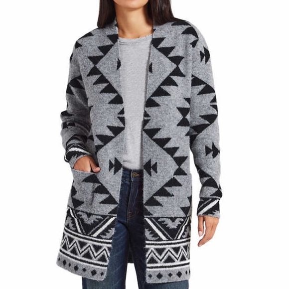 Frye Sweaters - Frye Cozy Open Front Luxe Yarn Jacquard Southwestern Patterned Cardigan Size XL